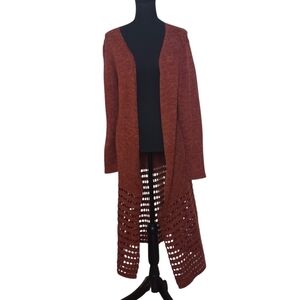 Soft Surroundings Longline Duster Open Front Cardigan Sweater Women's Med